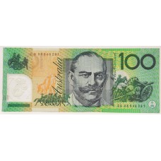 AUSTRALIA 1996 . ONE HUNDRED 100 DOLLARS BANKNOTE . EVANS/FRASER . TEST NOTE . LAST PREFIX CS96